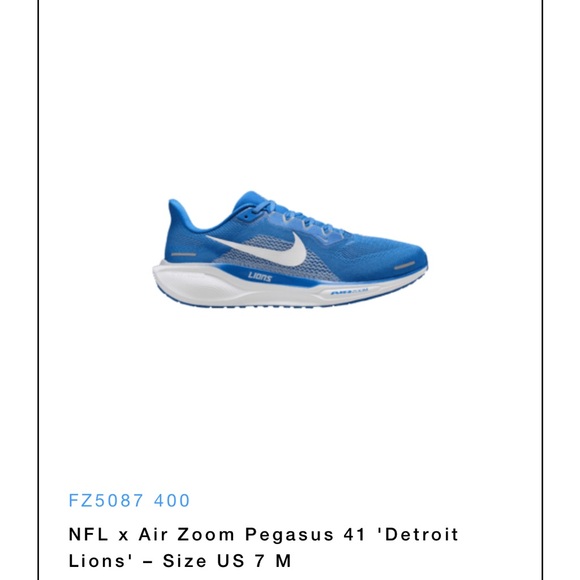 BRAND NEW NIKE ZOOM PEGASUS 41 DETROIT LIONS 7/8.5 - Picture 7 of 8